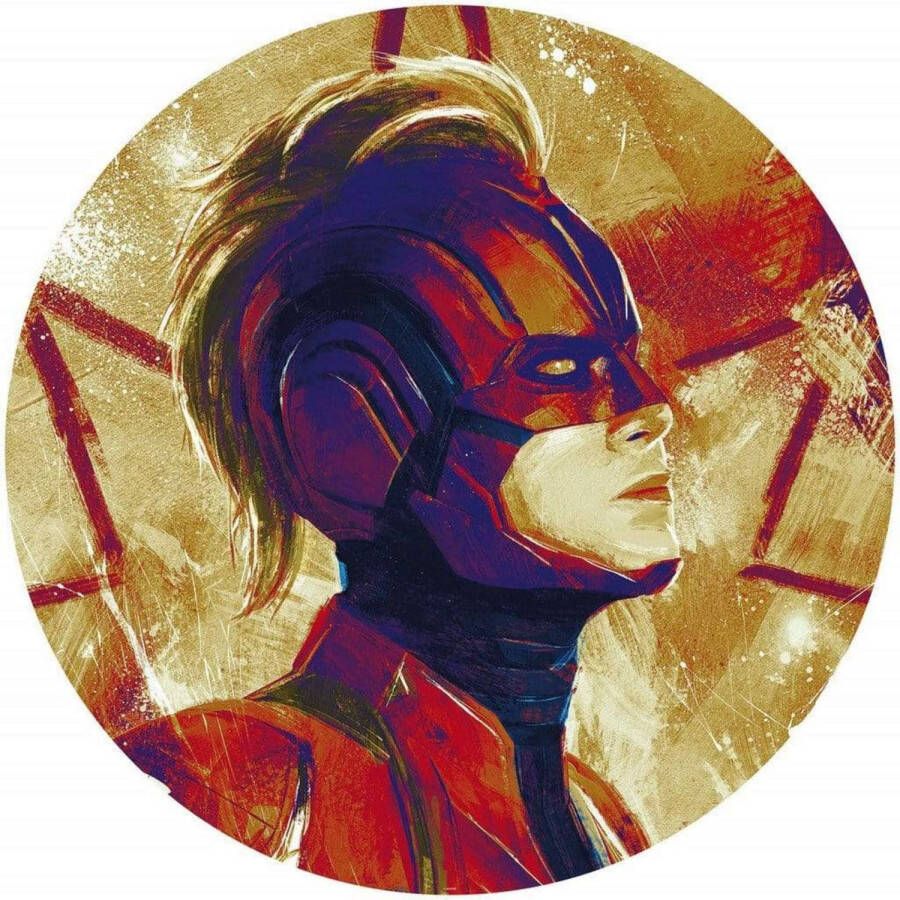 Komar Fotobehang Avengers Painting Captain Marvel Helmet 125 x 125 cm (breedte x hoogte) rond en zelfklevend