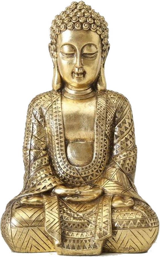 Deco by Boltze Zittend Boeddha beeld goud polystone 70 cm Decoratiebeelden Boeddhabeelden voor in huis Beeldjes