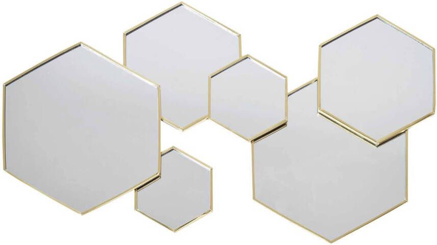 Home deco factory Wandspiegel Honingraad vorm 7-in-1 Metaal 57x35x2 cm Goud