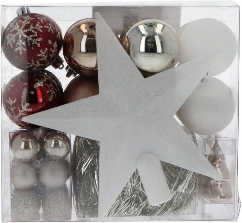 4seasonz 4goodz 44-delige Decoratieve Kerstballen Rood Goud Wit binnen buiten