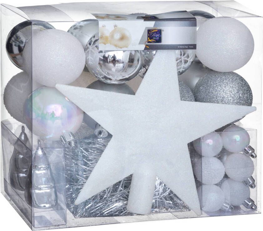 4seasonz 4goodz 44-delige Decoratieve Kerstballenset Wit binnen en buiten