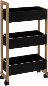 5five Keukentrolley bamboe 3-laags zwart bruin 41 x 20 x 80 cm Opberg trolley