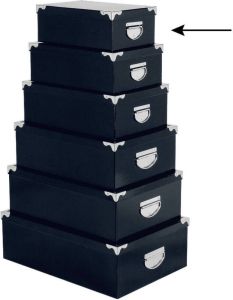 5Five Opbergdoos box 2x donkerblauw L28 x B19.5 x H11 cm Stevig karton Bluebox Opbergbox