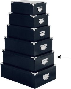 5Five Opbergdoos box 2x donkerblauw L44 x B31 x H15 cm Stevig karton Bluebox Opbergbox