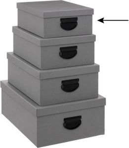 5Five Opbergdoos box 2x donkergrijs L28 x B22 x H11 cm Stevig karton Industrialbox Opbergbox