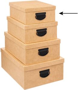 5Five Opbergdoos box 2x goudgeel L28 x B22 x H11 cm Stevig karton Industrialbox Opbergbox