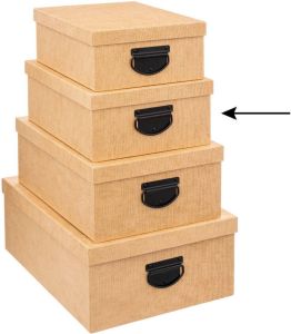 5Five Opbergdoos box 2x goudgeel L30 x B24 x H12 cm Stevig karton Industrialbox Opbergbox