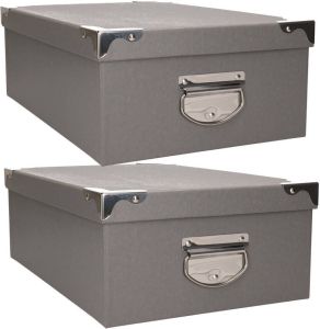 5Five opbergdoos box 2x grijs L48 x B33.5 x H16 cm stevig karton Crocobox Opbergbox