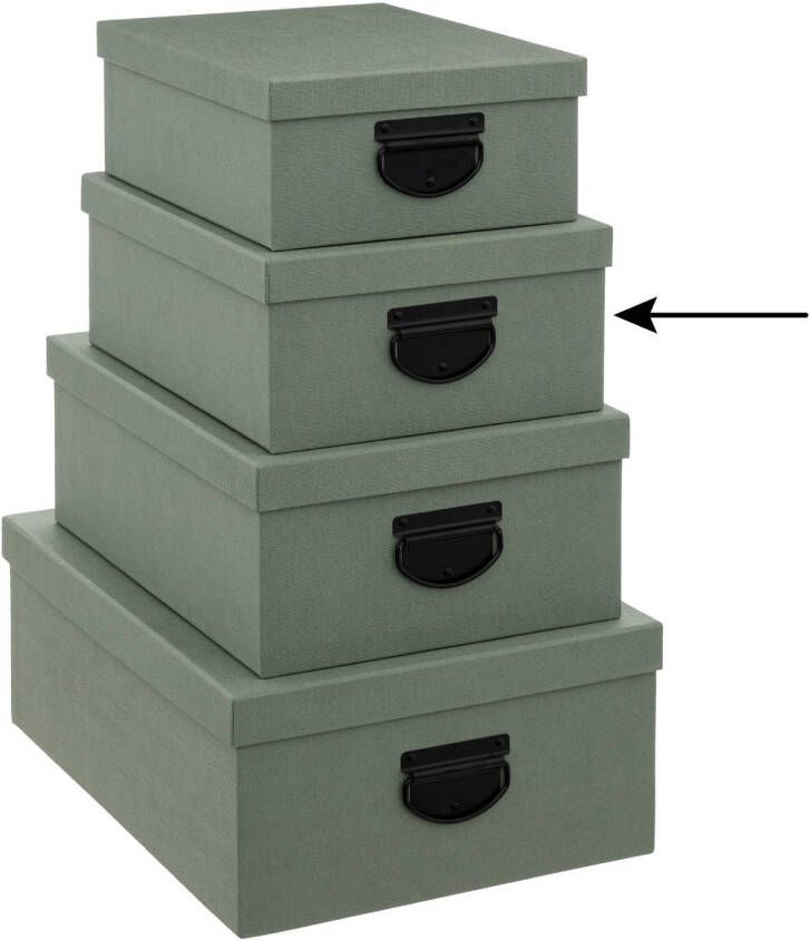 5Five Opbergdoos box 2x groen L30 x B24 x H12 cm Stevig karton Industrialbox Opbergbox