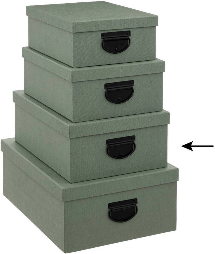 5Five Opbergdoos box 2x groen L35 x B26 x H14 cm Stevig karton Industrialbox Opbergbox