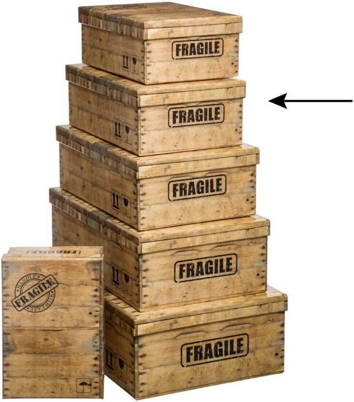 5Five Opbergdoos box 2x houtkleur L36 x B24.5 x H12.5 cm Stevig karton Woodybox Opbergbox