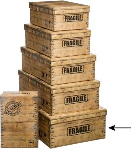 5Five Opbergdoos box 2x houtkleur L48 x B33.5 x H16 cm Stevig karton Woodybox Opbergbox