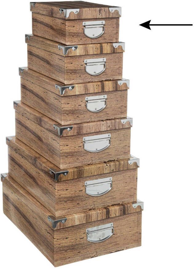 5Five Opbergdoos box 2x Houtprint donker L28 x B19.5 x H11 cm Stevig karton Treebox Opbergbox