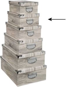 5Five Opbergdoos box 2x Houtprint licht L32 x B21.5 x H12 cm Stevig karton Treebox Opbergbox