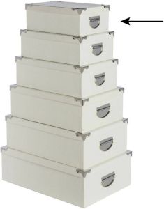 5Five Opbergdoos box 2x ivoor wit L28 x B19.5 x H11 cm Stevig karton Crocobox Opbergbox