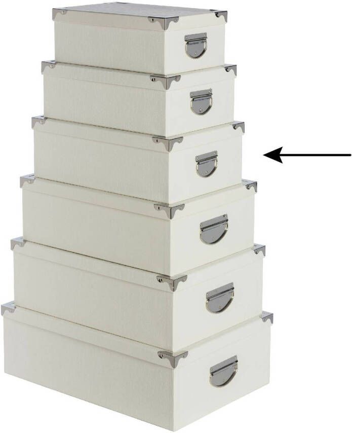 5Five Opbergdoos box 2x ivoor wit L36 x B24.5 x H12.5 cm Stevig karton Crocobox Opbergbox