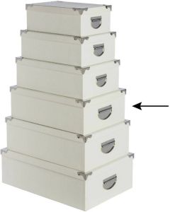 5Five Opbergdoos box 2x ivoor wit L40 x B26.5 x H14 cm Stevig karton Crocobox Opbergbox