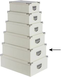 5Five Opbergdoos box 2x ivoor wit L44 x B31 x H15 cm Stevig karton Crocobox Opbergbox