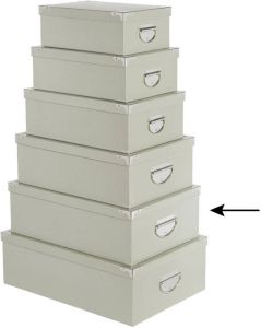 5Five Opbergdoos box 2x lichtgrijs L44 x B31 x H15 cm Stevig karton Greybox Opbergbox