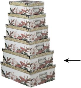 5Five Opbergdoos box 2x wit L44 x B31 x H15 cm Stevig karton Junglebox Opbergbox