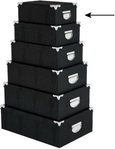 5Five Opbergdoos box 2x zwart L28 x B19.5 x H11 cm Stevig karton Crocobox Opbergbox