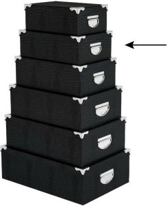 5Five Opbergdoos box 2x zwart L32 x B21 5 x H12 cm Stevig karton Crocobox Opbergbox