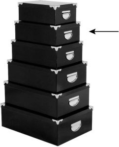5Five Opbergdoos box 2x zwart L32 x B21.5 x H12 cm Stevig karton Blackbox Opbergbox