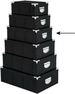 5Five Opbergdoos box 2x zwart L36 x B24.5 x H12.5 cm Stevig karton Crocobox Opbergbox