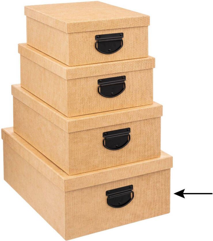 5Five Opbergdoos box 3x goudgeel L39 x B30 x H16 cm Stevig karton Industrialbox Opbergbox