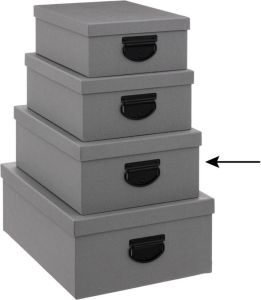 5Five Opbergdoos box 4x donkergrijs L35 x B26 x H14 cm Stevig karton Industrialbox Opbergbox