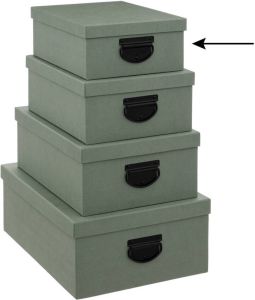 5Five Opbergdoos box 4x groen L28 x B22 x H11 cm Stevig karton Industrialbox Opbergbox