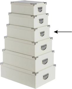 5Five Opbergdoos box 4x ivoor wit L36 x B24.5 x H12.5 cm Stevig karton Crocobox Opbergbox