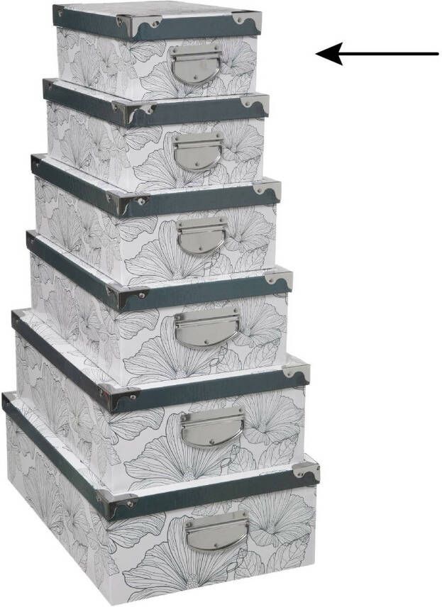 5Five Opbergdoos box Art-deco wit L28 x B19.5 x H11 cm Stevig karton Artdecobox Opbergbox