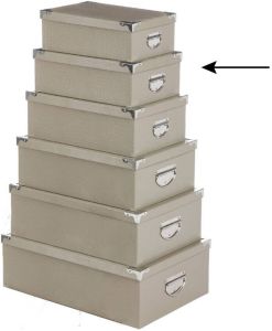 5Five Opbergdoos box 2x beige L32 x B21 5 x H12 cm Stevig karton Crocobox Opbergbox