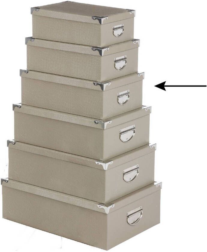 5Five Opbergdoos box 2x beige L36 x B24.5 x H12.5 cm Stevig karton Crocobox Opbergbox