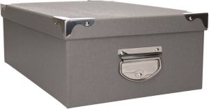 5Five Opbergdoos box grijs L36 x B24.5 x H12.5 cm Stevig karton Crocobox Opbergbox