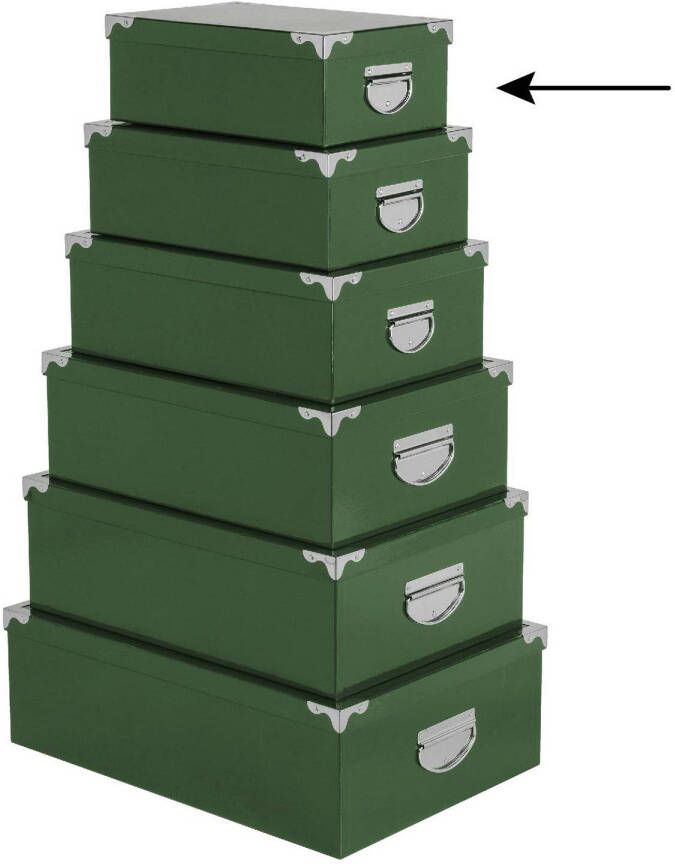 5Five Opbergdoos box groen L28 x B19.5 x H11 cm Stevig karton Greenbox Opbergbox