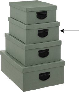 5Five Opbergdoos box groen L30 x B24 x H12 cm Stevig karton Industrialbox Opbergbox