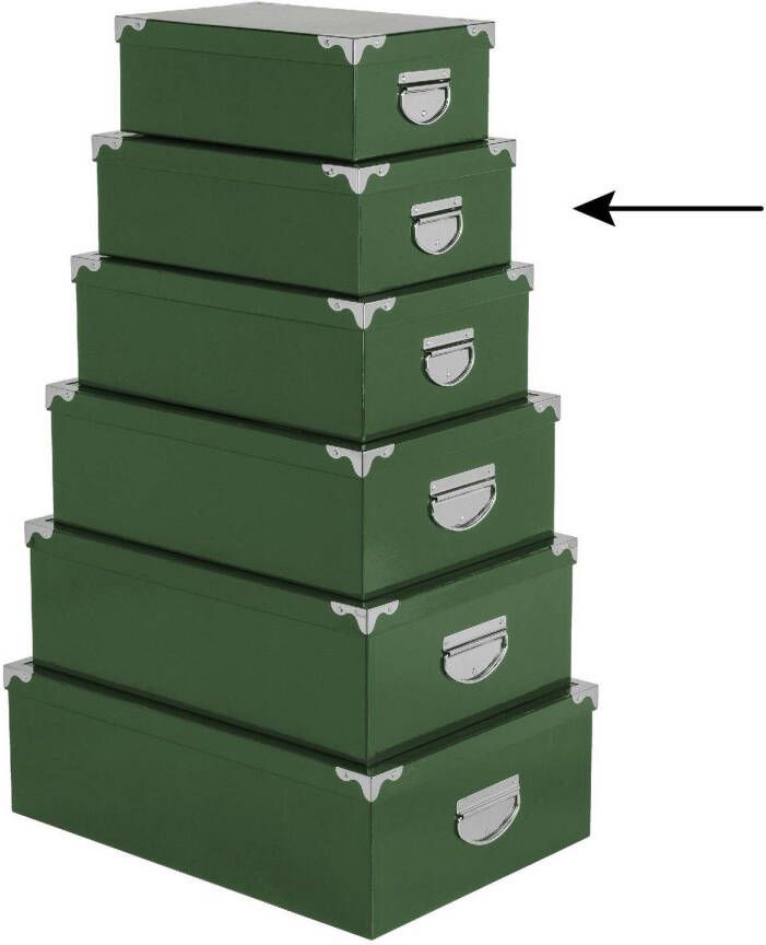 5Five Opbergdoos box 2x groen L32 x B21.5 x H12 cm Stevig karton Greenbox Opbergbox