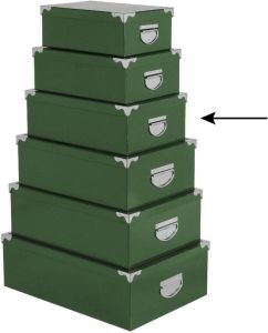 5Five Opbergdoos box groen L36 x B24.5 x H12.5 cm Stevig karton Greenbox Opbergbox