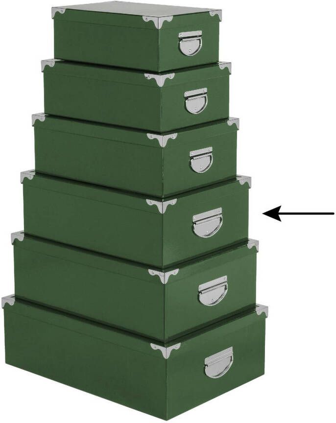 5Five Opbergdoos box 2x groen L40 x B26.5 x H14 cm Stevig karton Greenbox Opbergbox