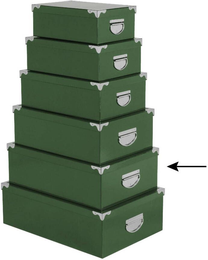 5Five Opbergdoos box groen L44 x B31 x H15 cm Stevig karton Greenbox Opbergbox