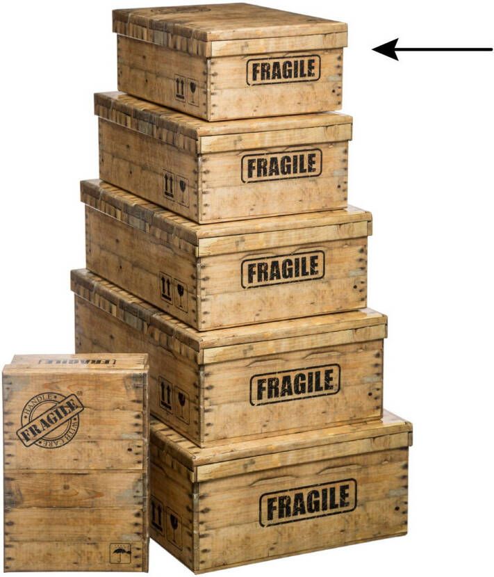5Five Opbergdoos box houtkleur L32 x B21.5 x H12 cm Stevig karton Woodybox Opbergbox