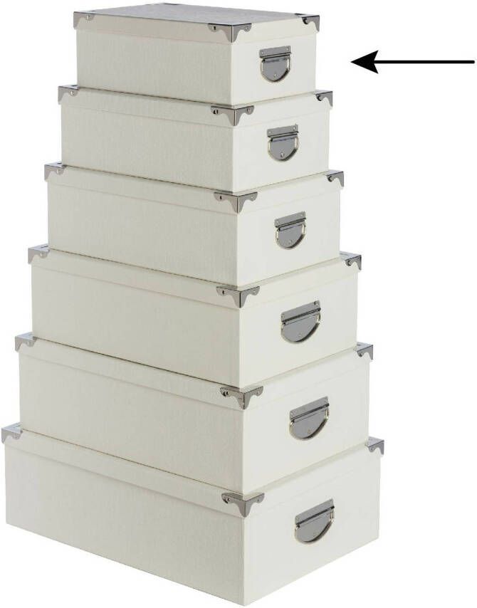 5Five Opbergdoos box ivoor wit L28 x B19.5 x H11 cm Stevig karton Crocobox Opbergbox