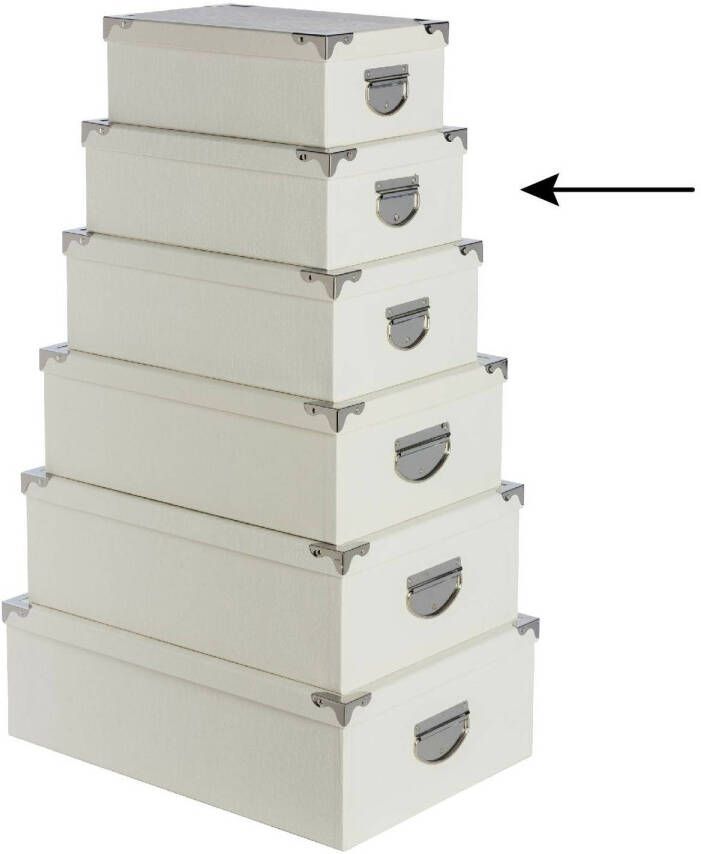 5Five Opbergdoos box ivoor wit L32 x B21.5 x H12 cm Stevig karton Crocobox Opbergbox
