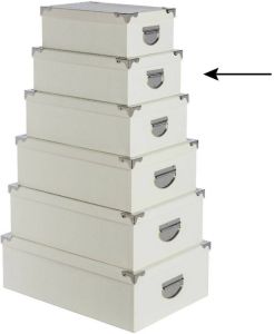 5Five Opbergdoos box 4x ivoor wit L32 x B21.5 x H12 cm Stevig karton Crocobox Opbergbox