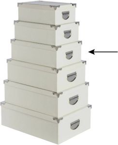 5Five Opbergdoos box ivoor wit L36 x B24.5 x H12.5 cm Stevig karton Crocobox Opbergbox