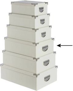 5Five Opbergdoos box ivoor wit L40 x B26.5 x H14 cm Stevig karton Crocobox Opbergbox