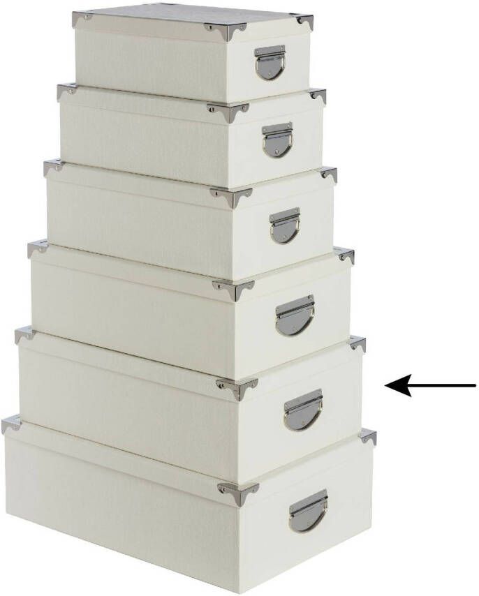 5Five Opbergdoos box 3x ivoor wit L44 x B31 x H15 cm Stevig karton Crocobox Opbergbox