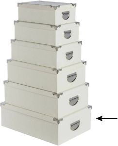 5Five Opbergdoos box ivoor wit L48 x B33.5 x H16 cm Stevig karton Crocobox Opbergbox